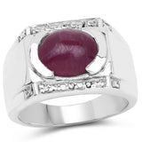 4.44 Carat Genuine Ruby and White Topaz Brass Ring