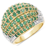 2.16 ct. Genuine Zambian Emerald and White Topaz .925 Sterling Silver Ring