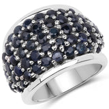 3.18 Carat Genuine Blue Sapphire .925 Sterling Silver Ring