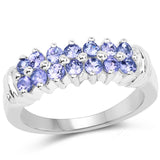 0.70 Carat Genuine Tanzanite .925 Sterling Silver Ring