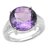 7.01 Carat Genuine Amethyst & White Topaz .925 Sterling Silver Ring