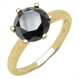 3.43 Carat Genuine Black Diamond 10K Yellow Gold Ring