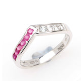 0.46 ct. Genuine Ruby and White Topaz .925 Sterling Silver Ring