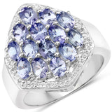 2.41 ct. Genuine Tanzanite and White Topaz .925 Sterling Silver Ring