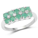 0.85 Carat Genuine Emerald and White Diamond .925 Sterling Silver Ring