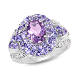 2.88 Carat Genuine Amethyst, Tanzanite and White Topaz .925 Sterling Silver Ring