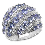 2.31 Carat Genuine Tanzanite .925 Sterling Silver Ring