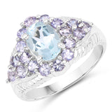 2.68 Carat Genuine Blue Topaz & Tanzanite .925 Sterling Silver Ring