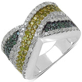 1.44 Carat Genuine Multi Diamond .925 Sterling Silver Ring