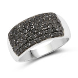 1.21 Carat Genuine Black Diamond .925 Sterling Silver Ring