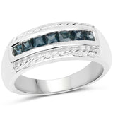 0.49 Carat Genuine Green Sapphire .925 Sterling Silver Ring