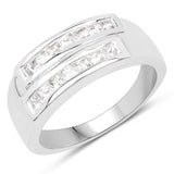 0.70 Carat Genuine White Sapphire .925 Sterling Silver Ring