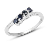 0.40 Carat Genuine Black Sapphire .925 Sterling Silver Ring