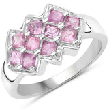 1.20 Carat Genuine Pink Sapphire .925 Sterling Silver Ring