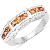 1.08 ct Genuine Orange Sapphire .925 Sterling Silver Ring