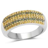 0.43 Carat Genuine Green Diamond and Yellow Diamond .925 Sterling Silver Ring