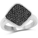 0.24 ct. Genuine Black Diamond .925 Sterling Silver Ring for women