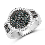 0.44 Carat Genuine Blue Diamond and White Diamond .925 Sterling Silver Ring