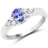 0.62 Carat Genuine Tanzanite .925 Sterling Silver Ring