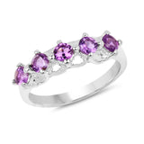 0.75 ct. Genuine Amethyst .925 Sterling Silver Ring for women