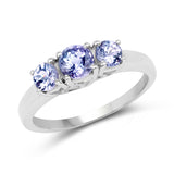 0.93 Carat Genuine Tanzanite .925 Sterling Silver Ring