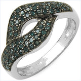 0.34 Carat Genuine Blue Diamond .925 Sterling Silver Ring