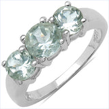 1.68 Carat Genuine Green Amethyst .925 Sterling Silver Ring