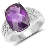 6.50 ct. Genuine Amethyst .925 Sterling Silver Ring