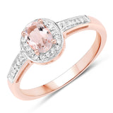 0.81 ct Genuine Morganite and White Topaz .925 Sterling Silver Ring