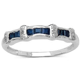 0.40 ct.. t.w. Blue Sapphire and White Topaz Ring in Sterling Silver