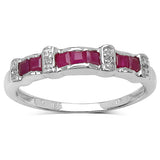0.40 ct.. t.w. Ruby and White Topaz Ring in Sterling Silver
