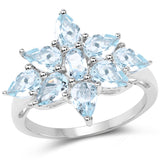 3.00 Carat Genuine Aquamarine .925 Sterling Silver Ring
