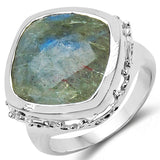 10.20 Carat Genuine Labradorite .925 Sterling Silver Ring