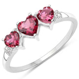 1.08 Carat Genuine Pink Tourmaline and White Diamond 10K White Gold Ring