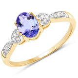 0.78 Carat Genuine Emerald and White Diamond 10K Yellow Gold Ring