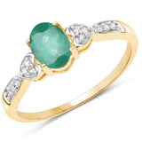 0.81 Carat Genuine Tanzanite and White Diamond 10K Yellow Gold Ring