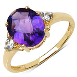 2.66 Carat Amethyst & White Topaz 10K Yellow Gold Ring