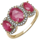 2.74 Carat Genuine Ruby and White Diamond 10K Yellow Gold Ring