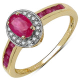 1.00 Carat Ruby & White Diamond 10K Yellow Gold Ring