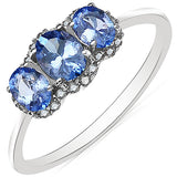 0.79 Carat Tanzanite & White Diamond 10K White Gold Ring