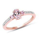 0.60 Carat Genuine Morganite, Pink Sapphire & White Diamond 10K Rose Gold Ring