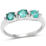 0.71 Carat Genuine Emerald and White Diamond 10K White Gold Ring