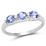 0.71 Carat Genuine Tanzanite and White Diamond 10K White Gold Ring