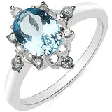 1.22 Carat Aquamarine & White Diamond 10K White Gold Ring