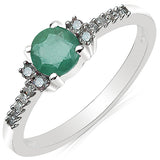 0.57 Carat Emerald & White Diamond 10K White Gold Ring