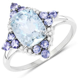 2.25 Carat Genuine Multi Stones 10K White Gold Ring