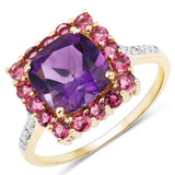 2.38 Carat Genuine Multi Stones 10K Yellow Gold Ring