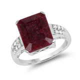 7.34 Carat Dyed Ruby & White Topaz .925 Sterling Silver Ring
