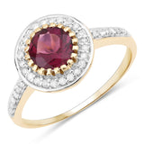 1.29 Carat Genuine Pink Tourmaline and White Diamond 10K Yellow Gold Ring