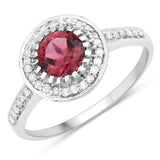 1.29 Carat Genuine Pink Tourmaline and White Diamond 10K White Gold Ring